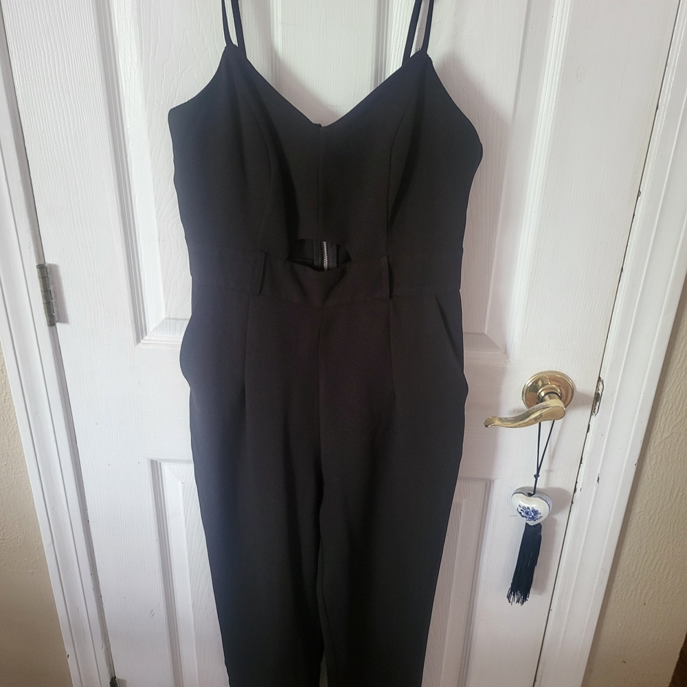 Material Girl Black Jumpsuit with Spaghetti Straps